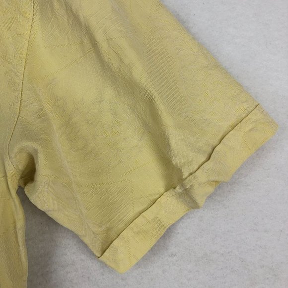 Jamaica Jaxx Men's Size X-Large Yellow Short Sleeve 100% Silk Button Up Shirt - Picture 3 of 11